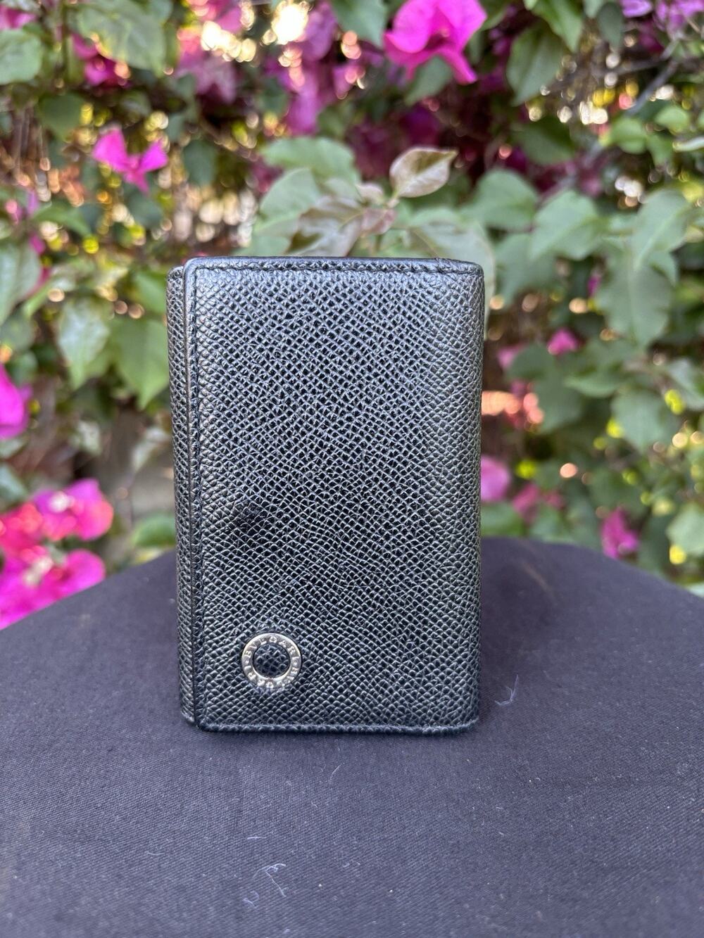 BLVGARI Saffiano Leather 6 Key Case Holder Black